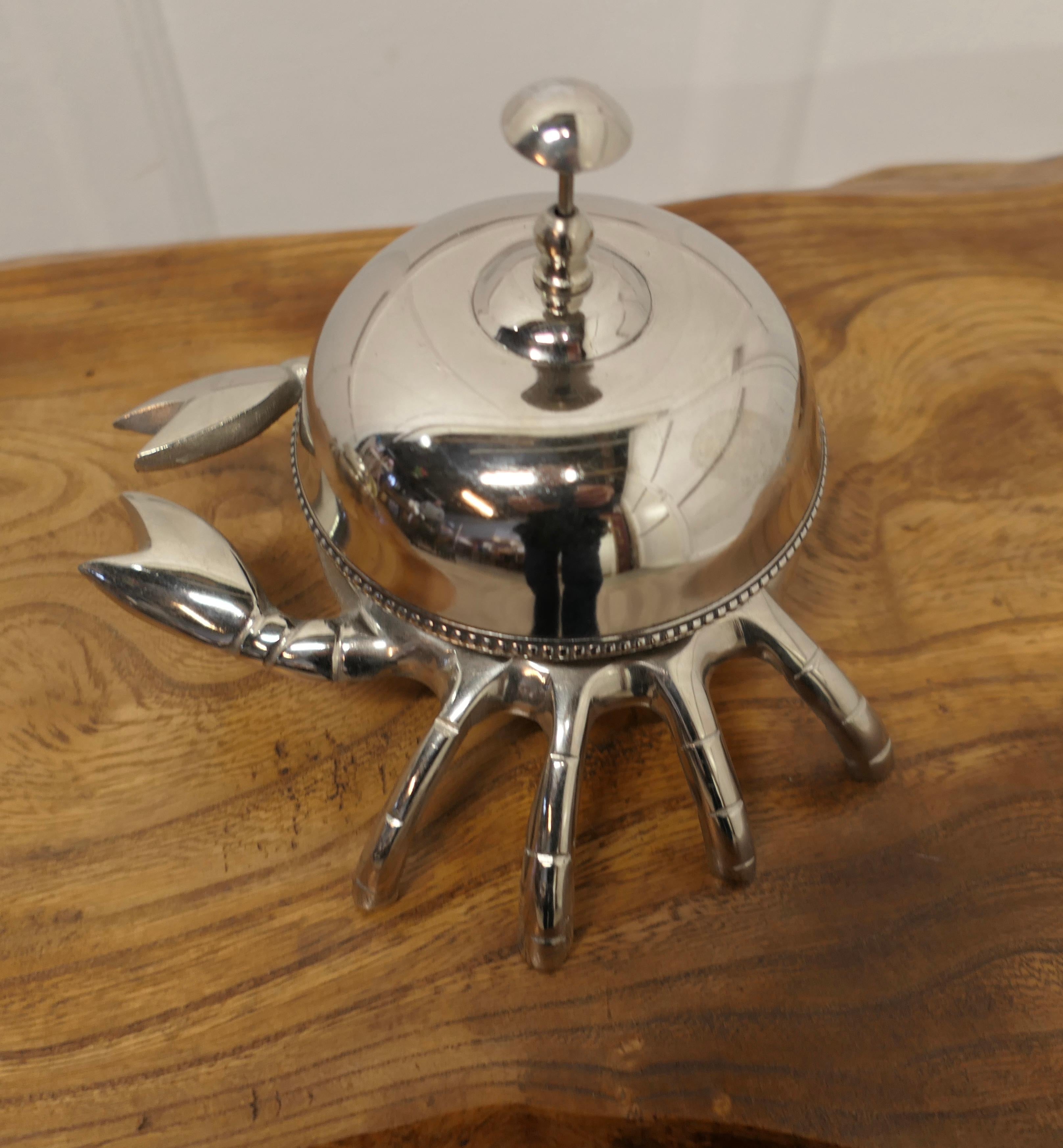 Steel A Pair of Counter Top Courtesy Crab Bells  Very rare and unusual