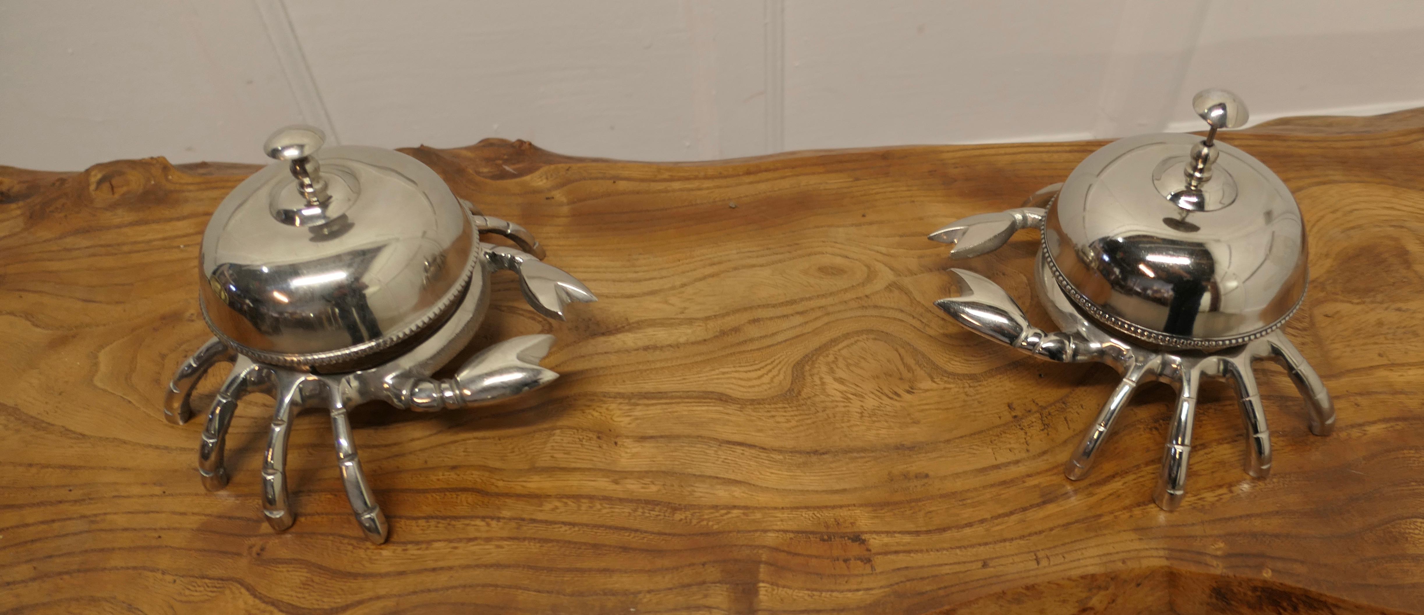 A Pair of Counter Top Courtesy Crab Bells  Very rare and unusual 2