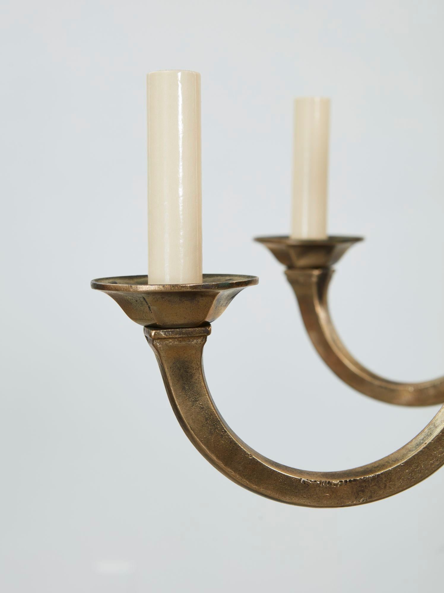 A Pair of Country House Brass Faceted Chandeliers For Sale 2