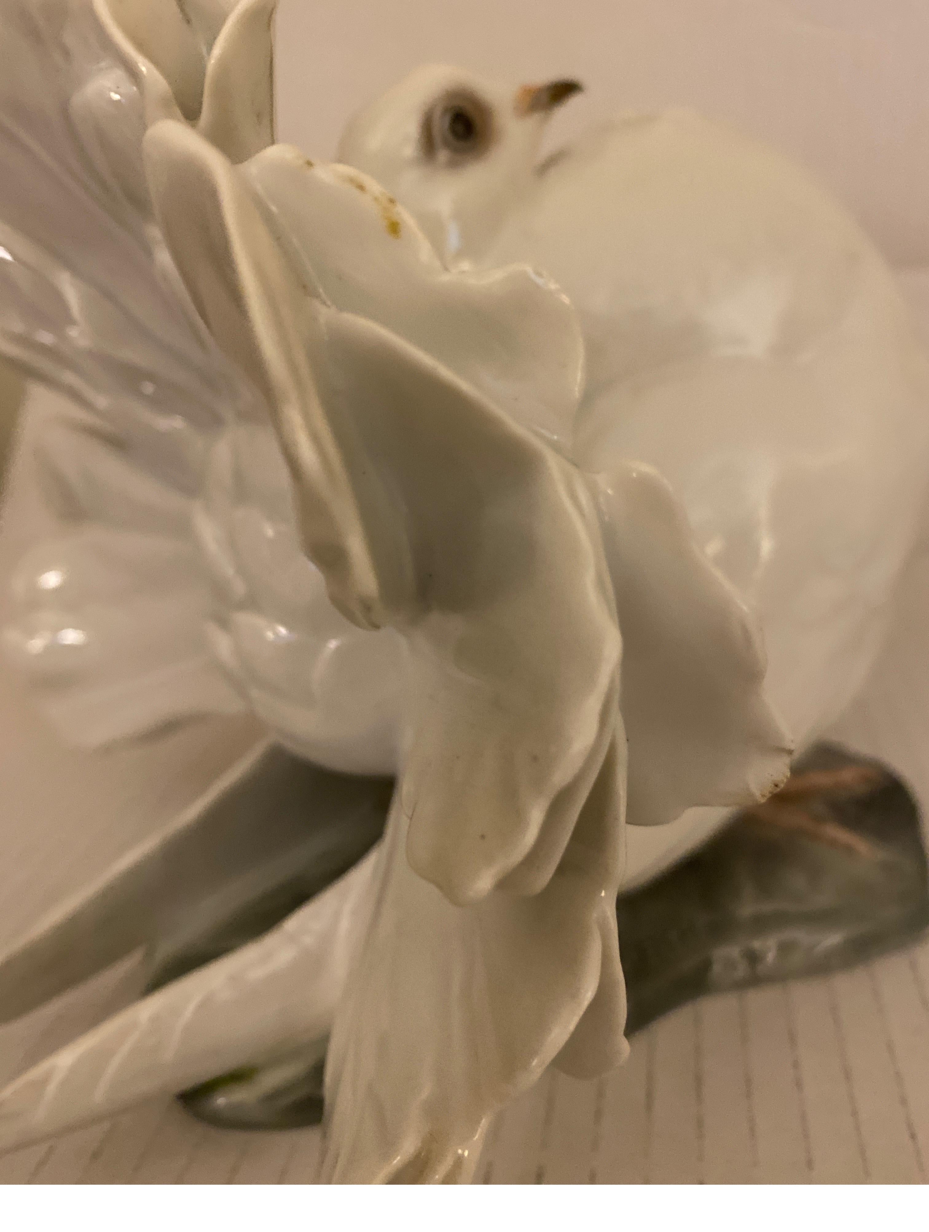 20th Century Pair of Courting White Doves, Rosenthal, Germany, 1930's