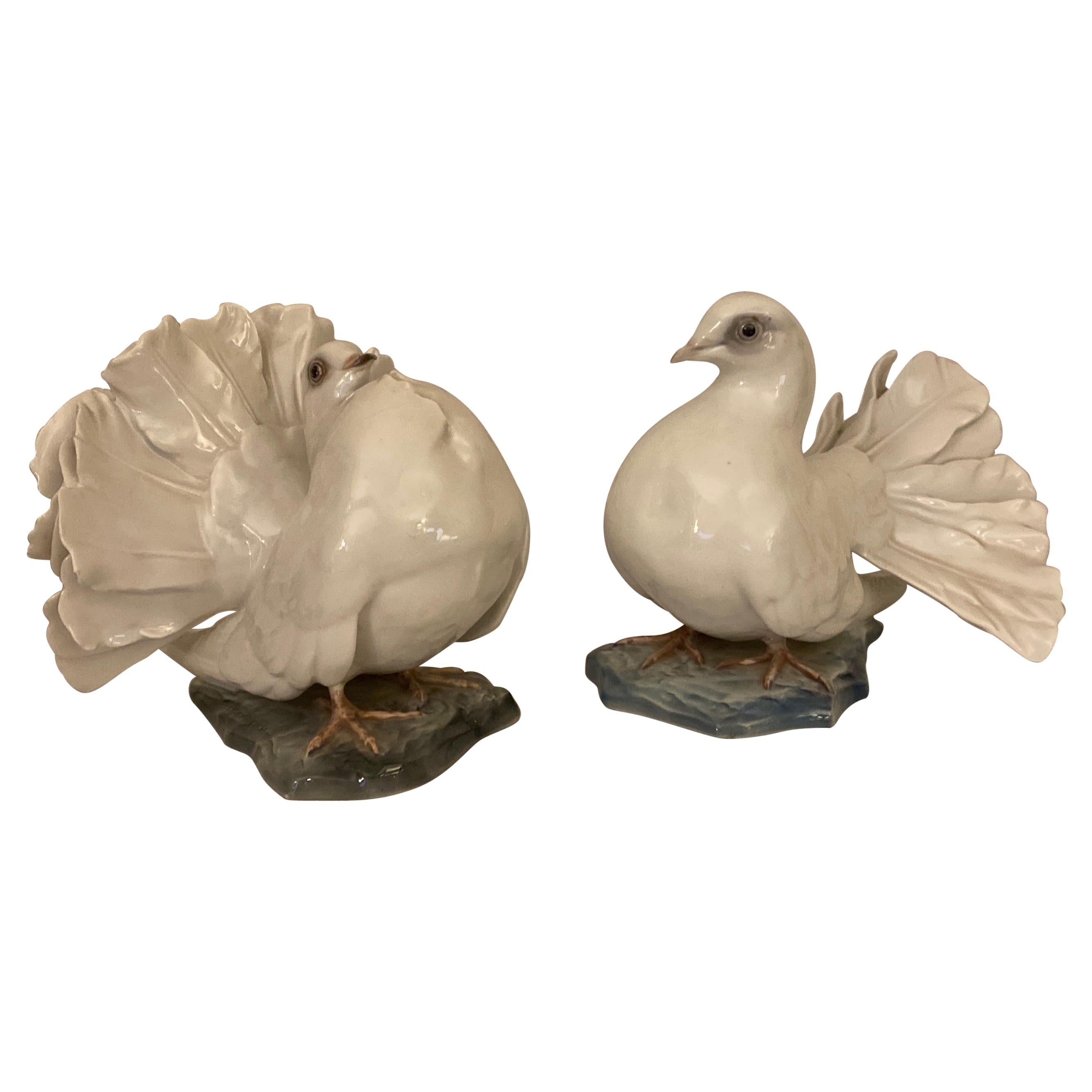 Pair of Courting White Doves, Rosenthal, Germany, 1930's