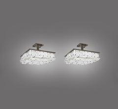 A Pair of CPS Rock Crystal Semi Flush Mounts by Phoenix