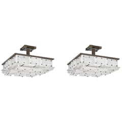 A Pair of CPS Rock Crystal Semi Flush Mounts by Phoenix