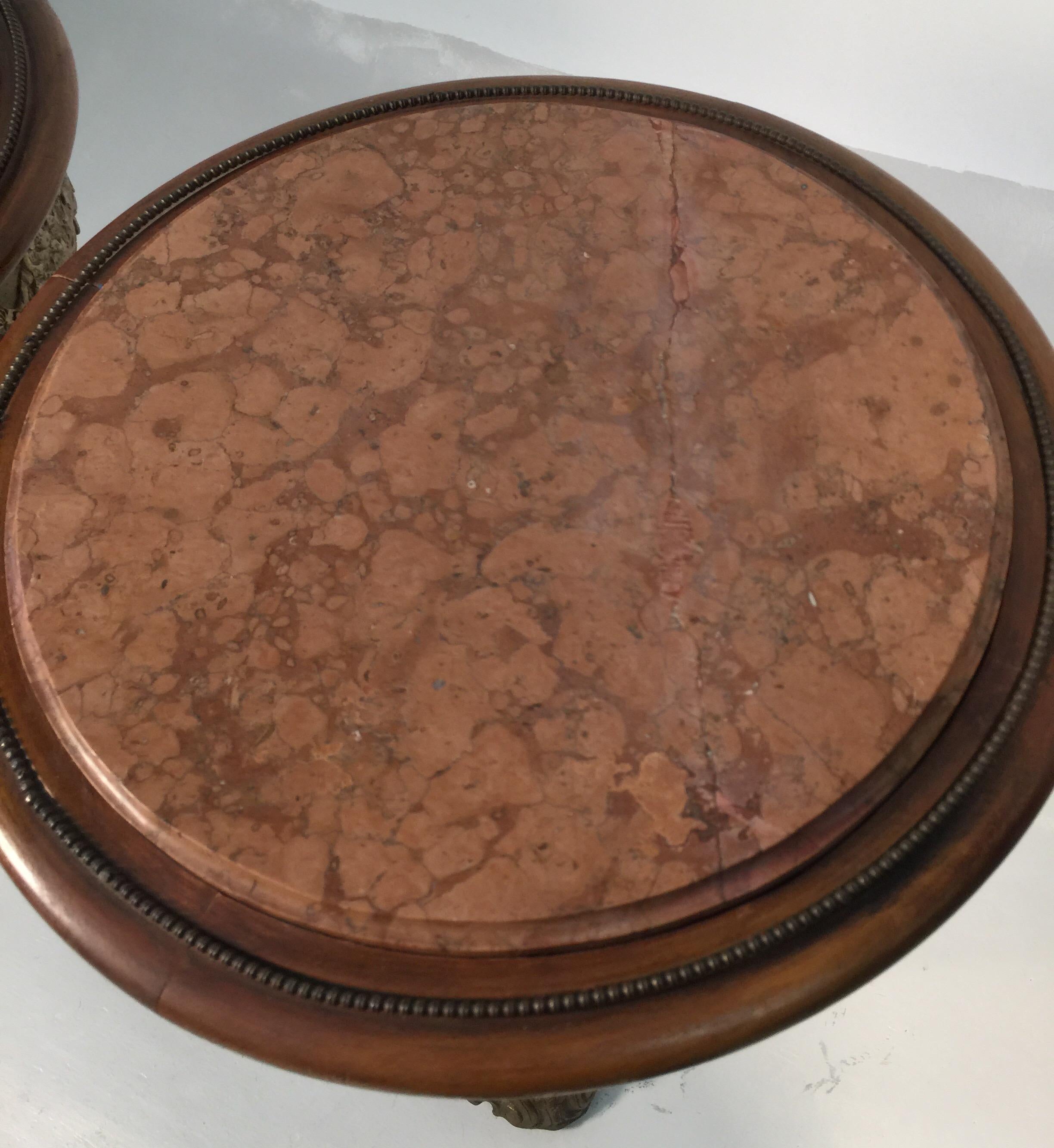 Pair of Crane Motif Burnished Bronze Pedestal Tables 5