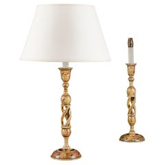 A Pair of Cream Kashmiri Table Lamps