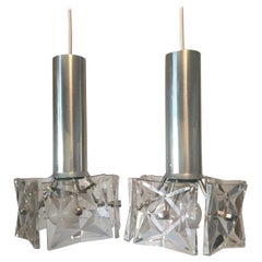 Pair of Crystal and Chrome Kinkeldey Pendants from 1970s