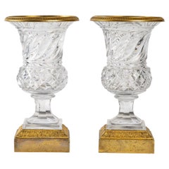 Pair of Crystal and Gilt Bronze Vases