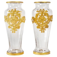 Pair of Crystal and Gilt Bronze Vases, Napoleon III Period