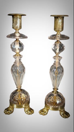 A Pair Of Crystal Candlesticks And Gilt Bronze Mounts, Late 17th Century
