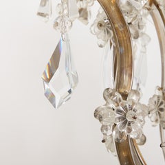 Pair of Crystal Girandoles Branched Light Fixture, Circa 1930, Newly Electrified