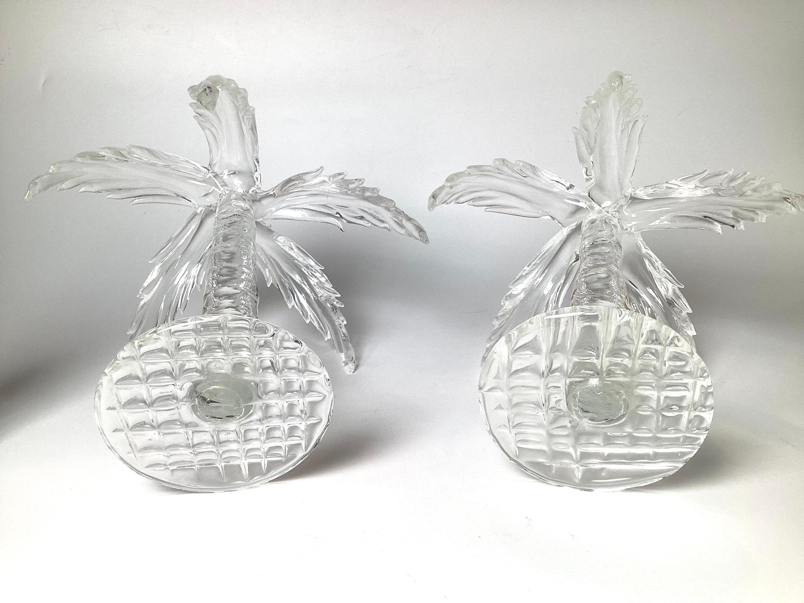 Pair of Crystal Palm Trees, Italy, 1970s In Excellent Condition In Lambertville, NJ