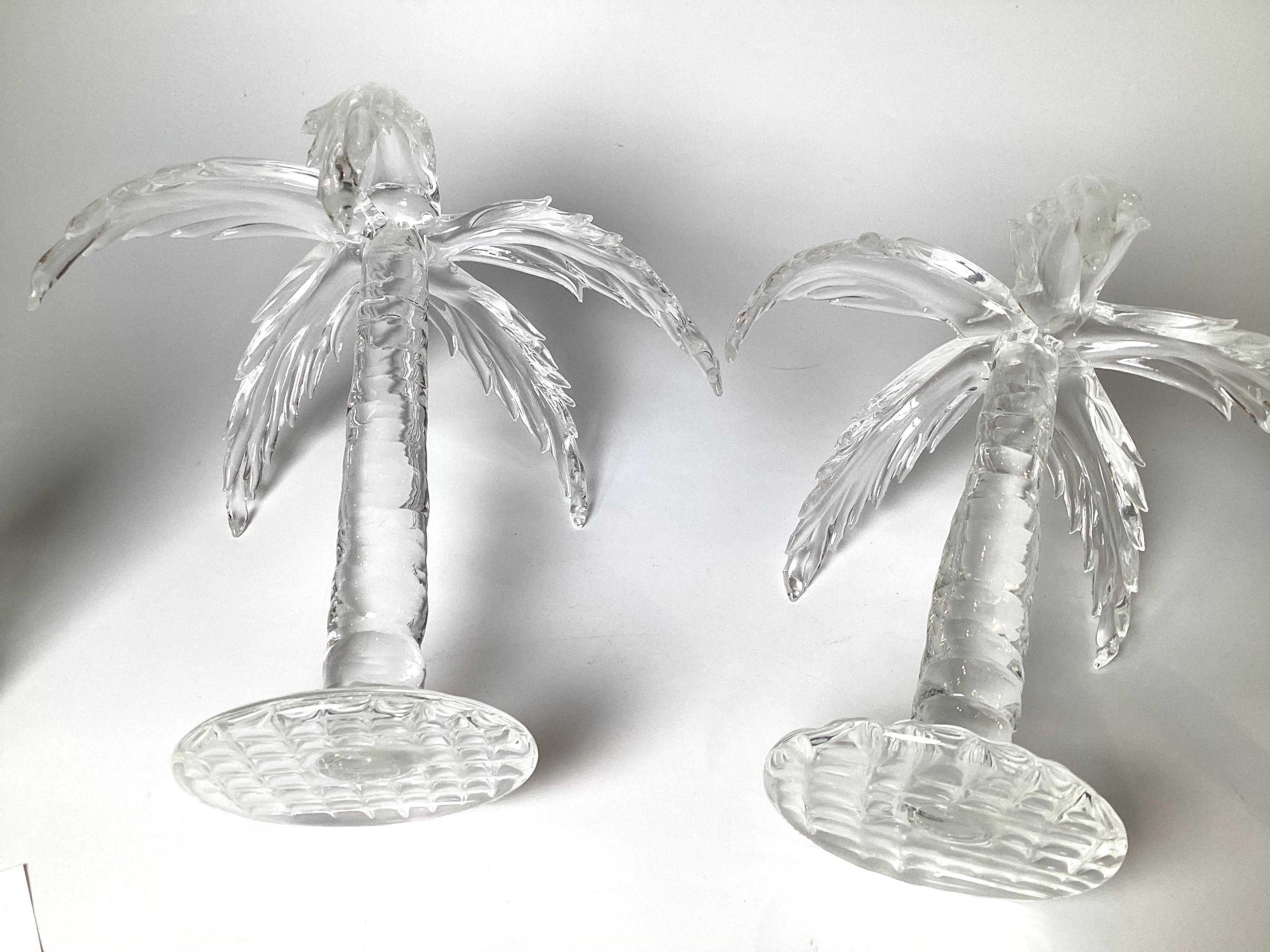 Late 20th Century Pair of Crystal Palm Trees, Italy, 1970s