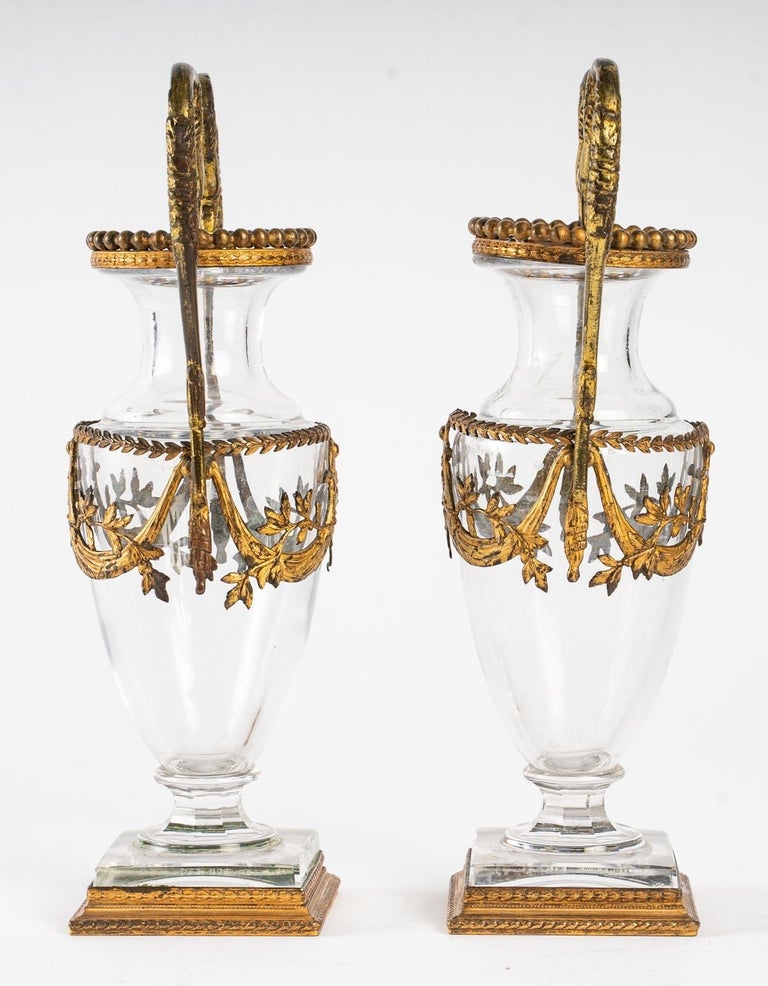 Pair of Crystal Vases In Good Condition In Saint-Ouen, FR