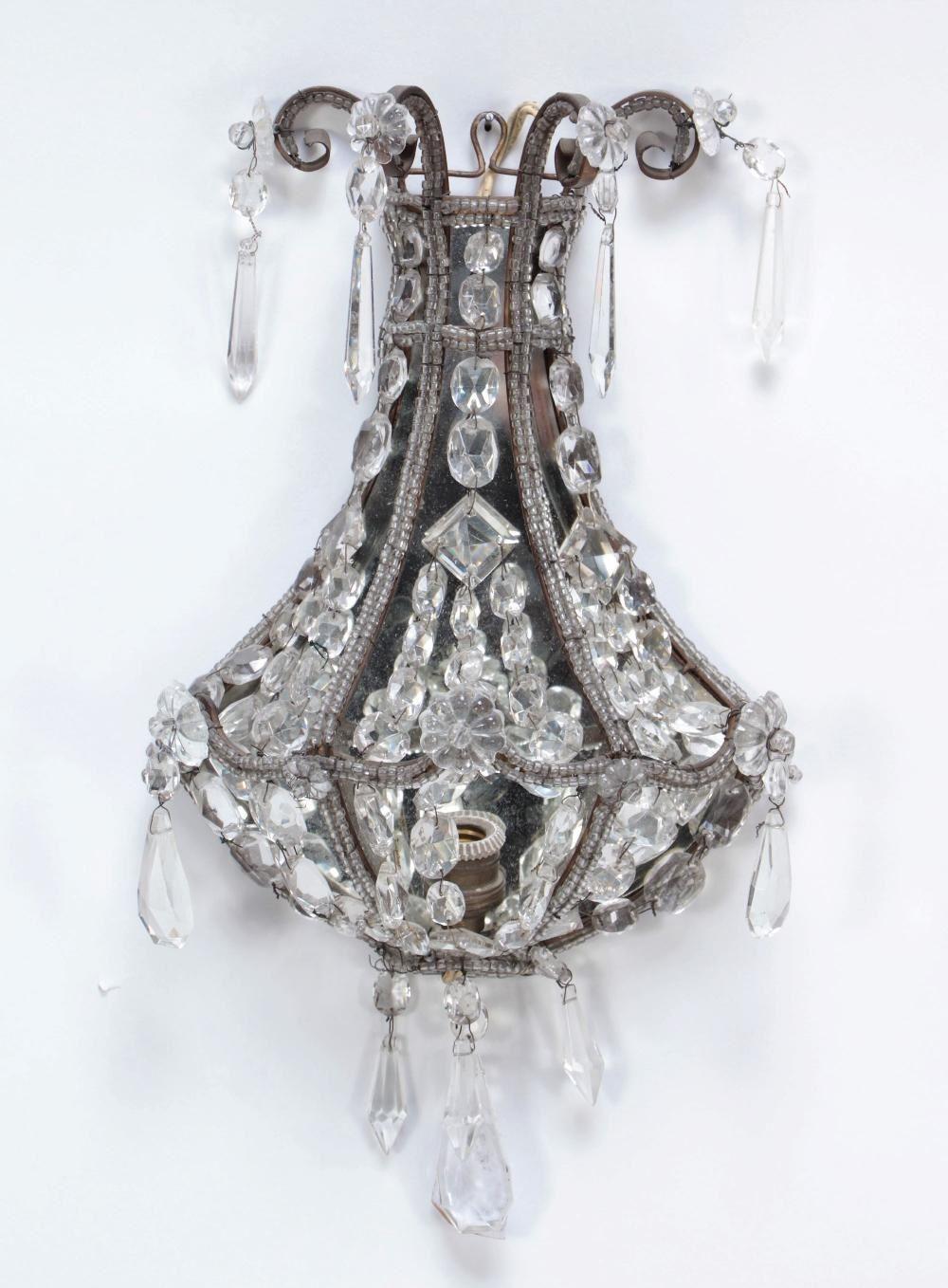 Modern A pair of crystal wall sconces in the manner of Jansen circa 1940 For Sale