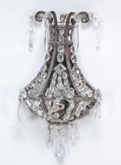 A pair of crystal wall sconces in the manner of Jansen circa 1940