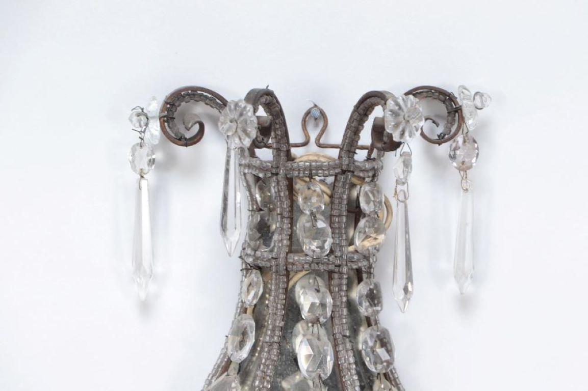 Crystal A pair of crystal wall sconces in the manner of Jansen circa 1940 For Sale