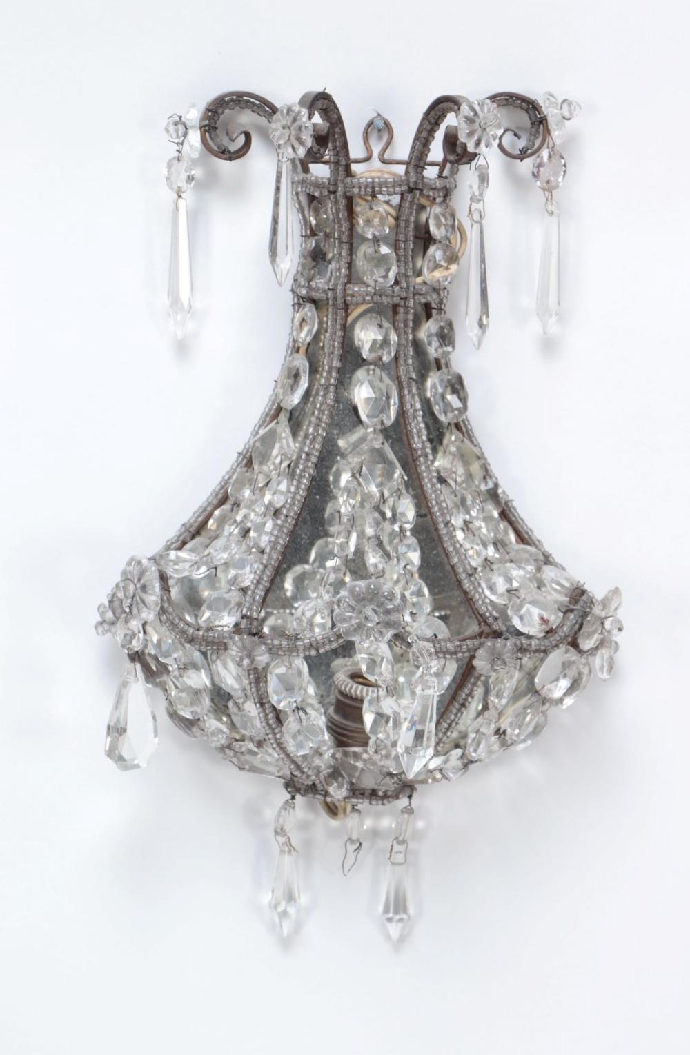 A pair of crystal wall sconces in the manner of Jansen circa 1940 For Sale 1