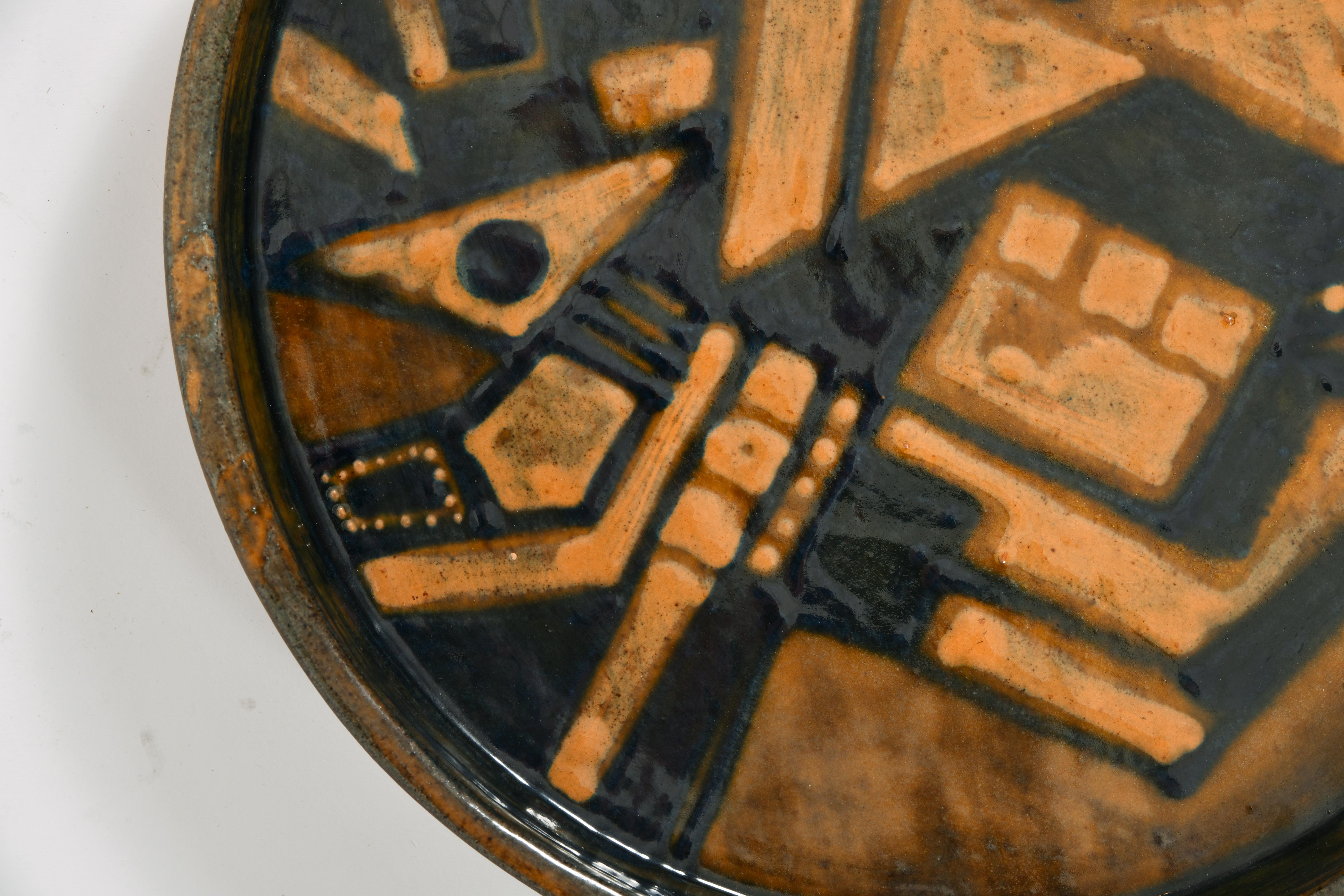 Spanish Pair of Cubist Ceramic Wall Plates, by Noguera