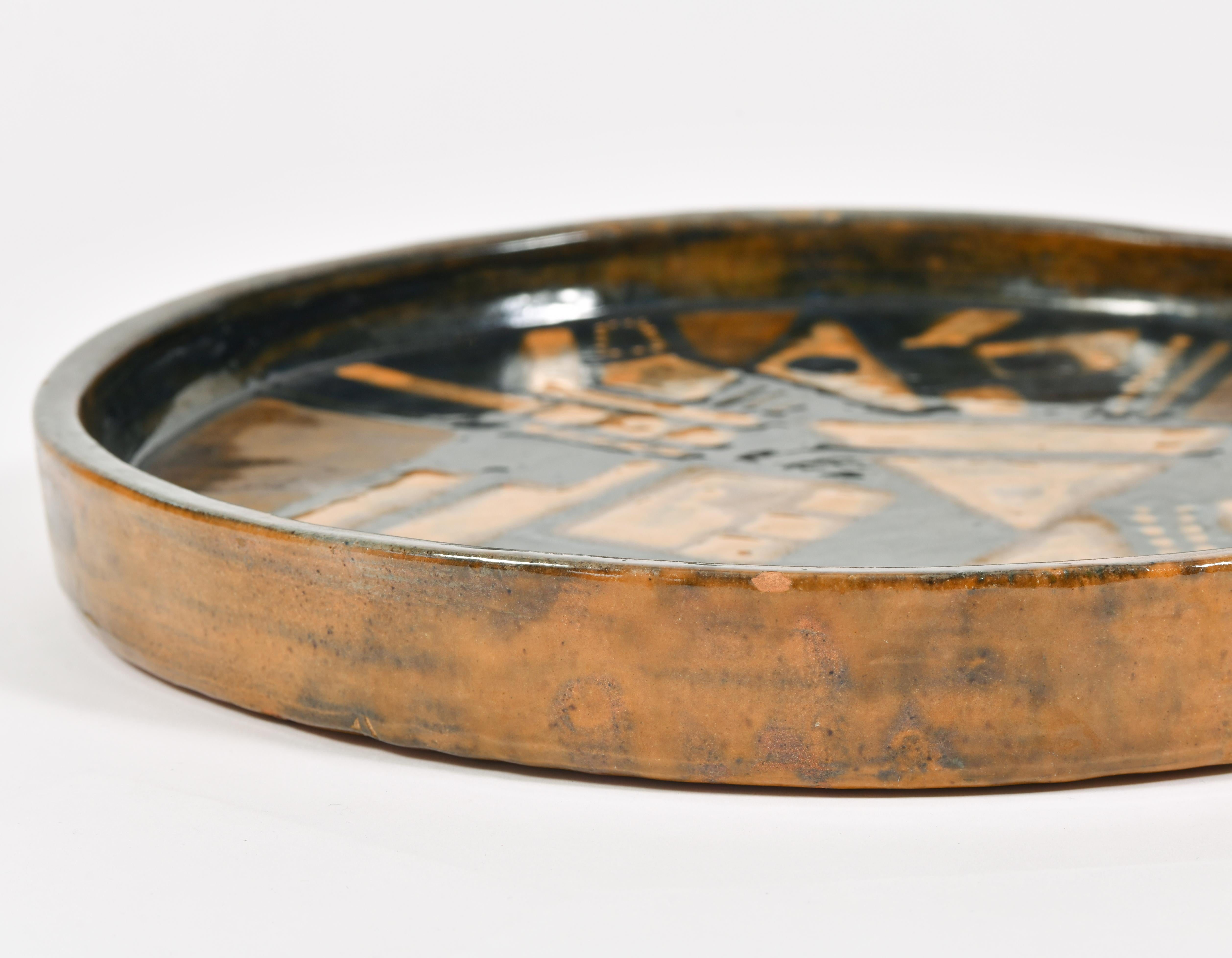 20th Century Pair of Cubist Ceramic Wall Plates, by Noguera