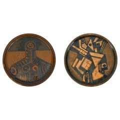 Pair of Cubist Ceramic Wall Plates, by Noguera