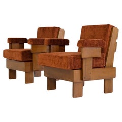 A pair of cubistic easy chairs, Italy, 1960s