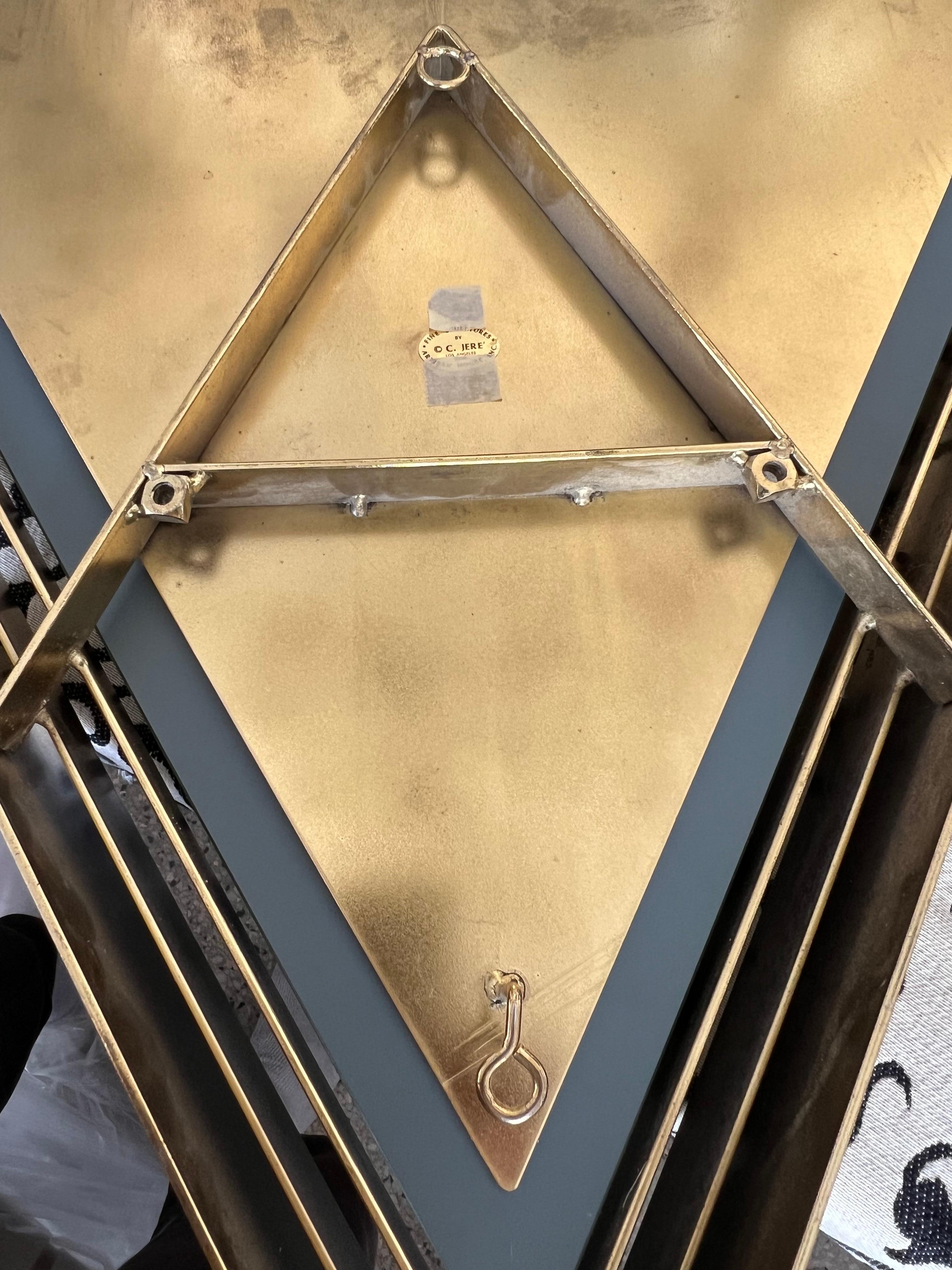 A Pair Of  Curtis Jere Triangular Brass Mirrors 1982 For Sale 4