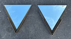 A Pair Of  Curtis Jere Triangular Brass Mirrors 1982