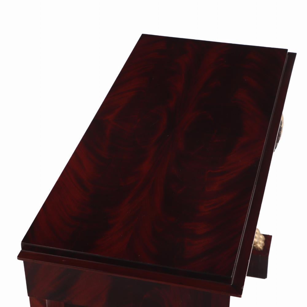 Mahogany A Pair of custom Empire style crotch mahogany console tables. For Sale
