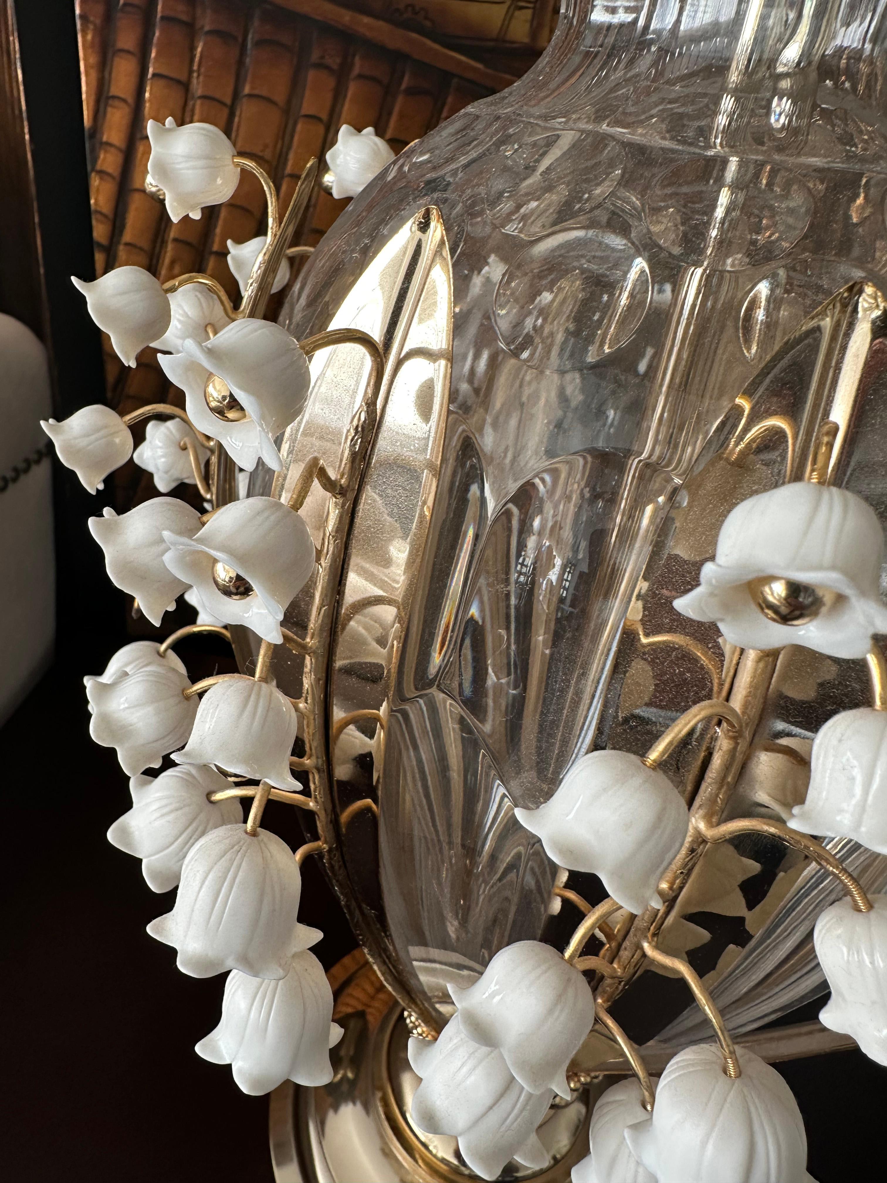 Pair of Custom Made Neoclassical Revival  Crystal and Porcelain Table Lamps For Sale 3