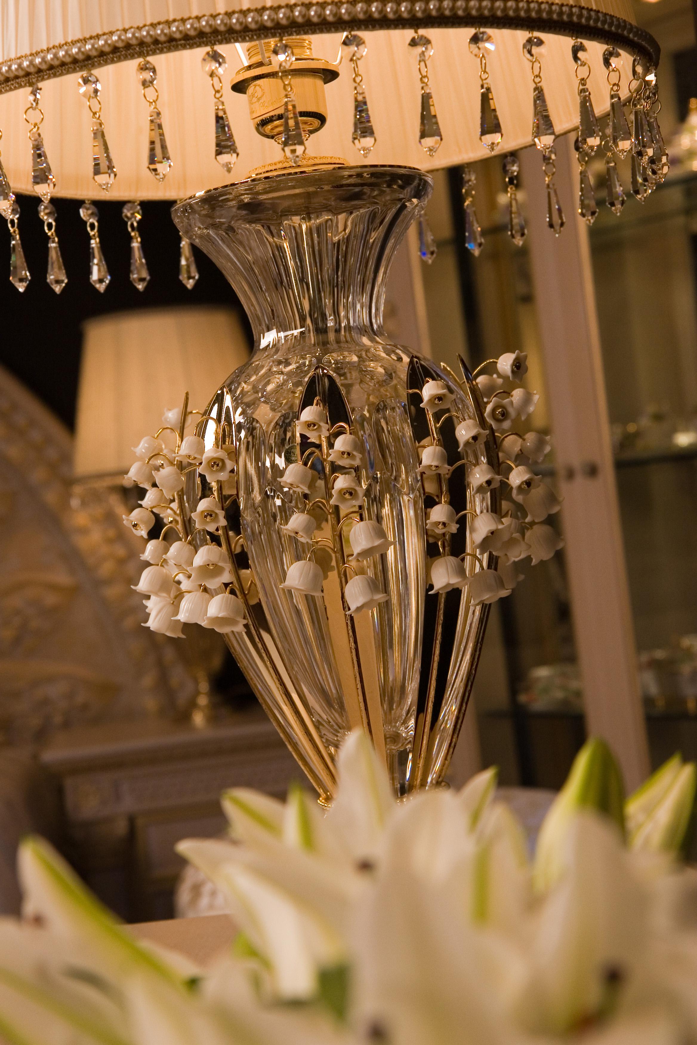 Pair of Custom Made Neoclassical Revival  Crystal and Porcelain Table Lamps For Sale 6