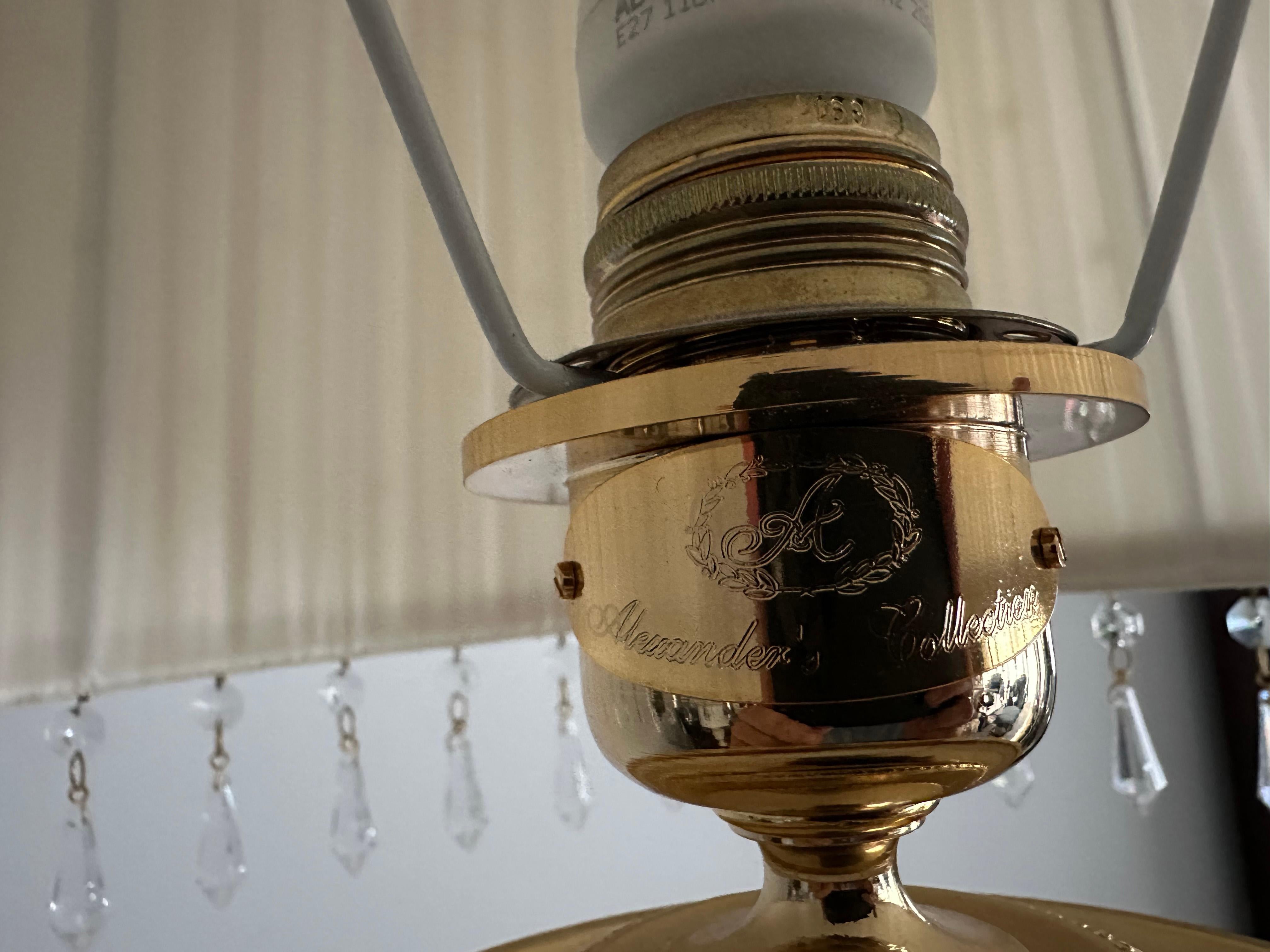 Pair of Custom Made Neoclassical Revival  Crystal and Porcelain Table Lamps For Sale 8