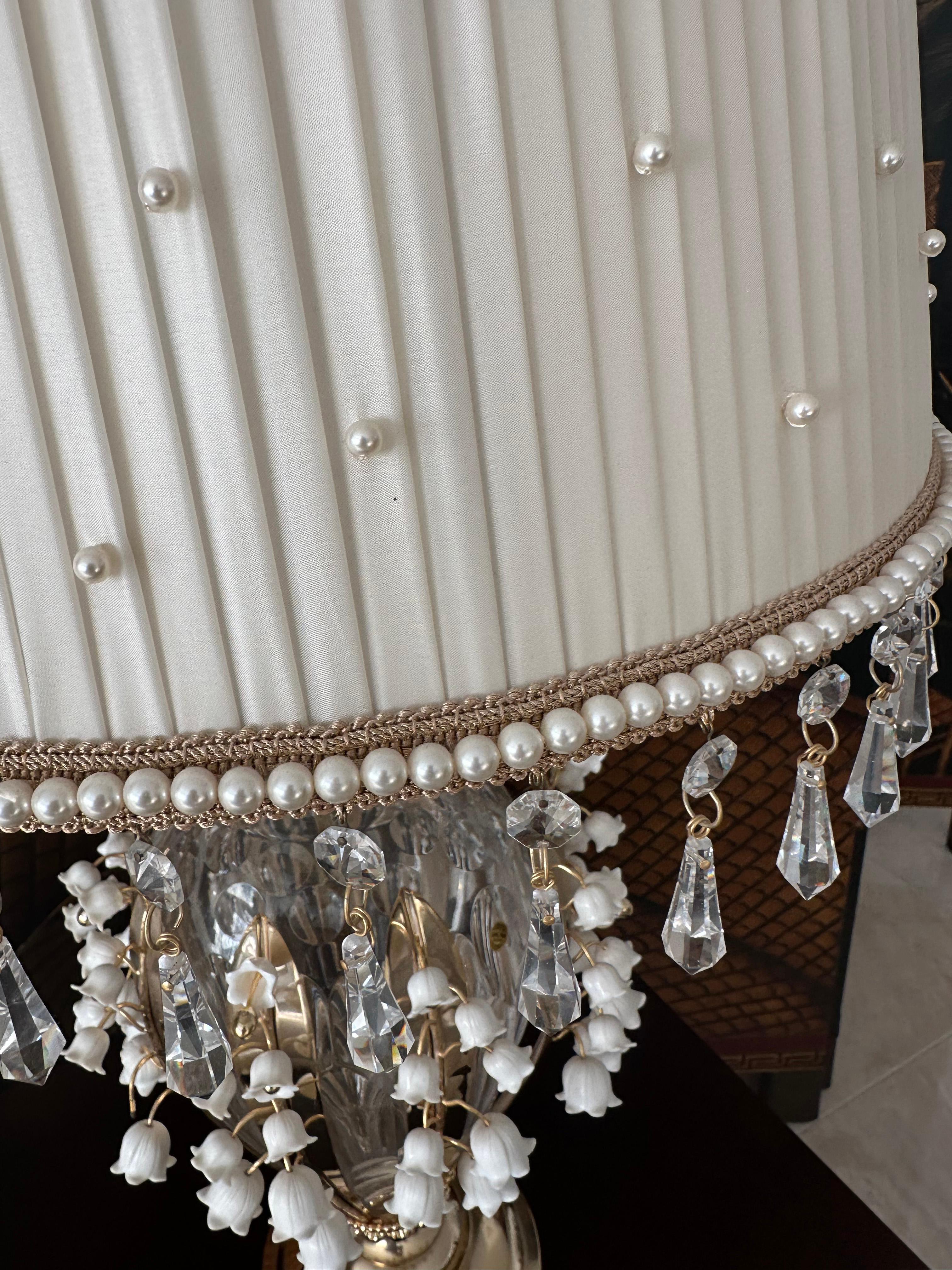 Pair of Custom Made Neoclassical Revival  Crystal and Porcelain Table Lamps In Good Condition For Sale In Hong Kong, HK