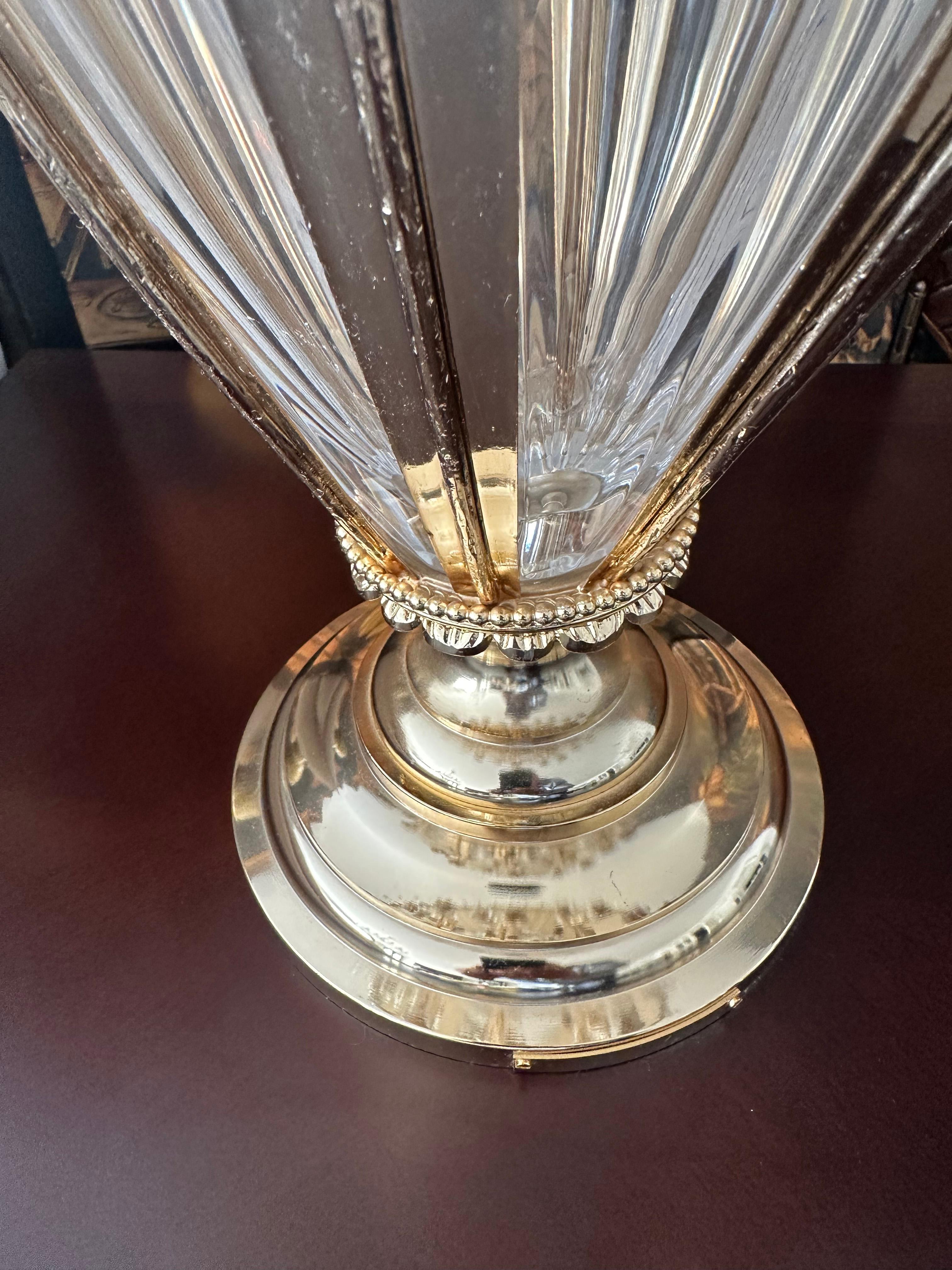 Pair of Custom Made Neoclassical Revival  Crystal and Porcelain Table Lamps For Sale 1