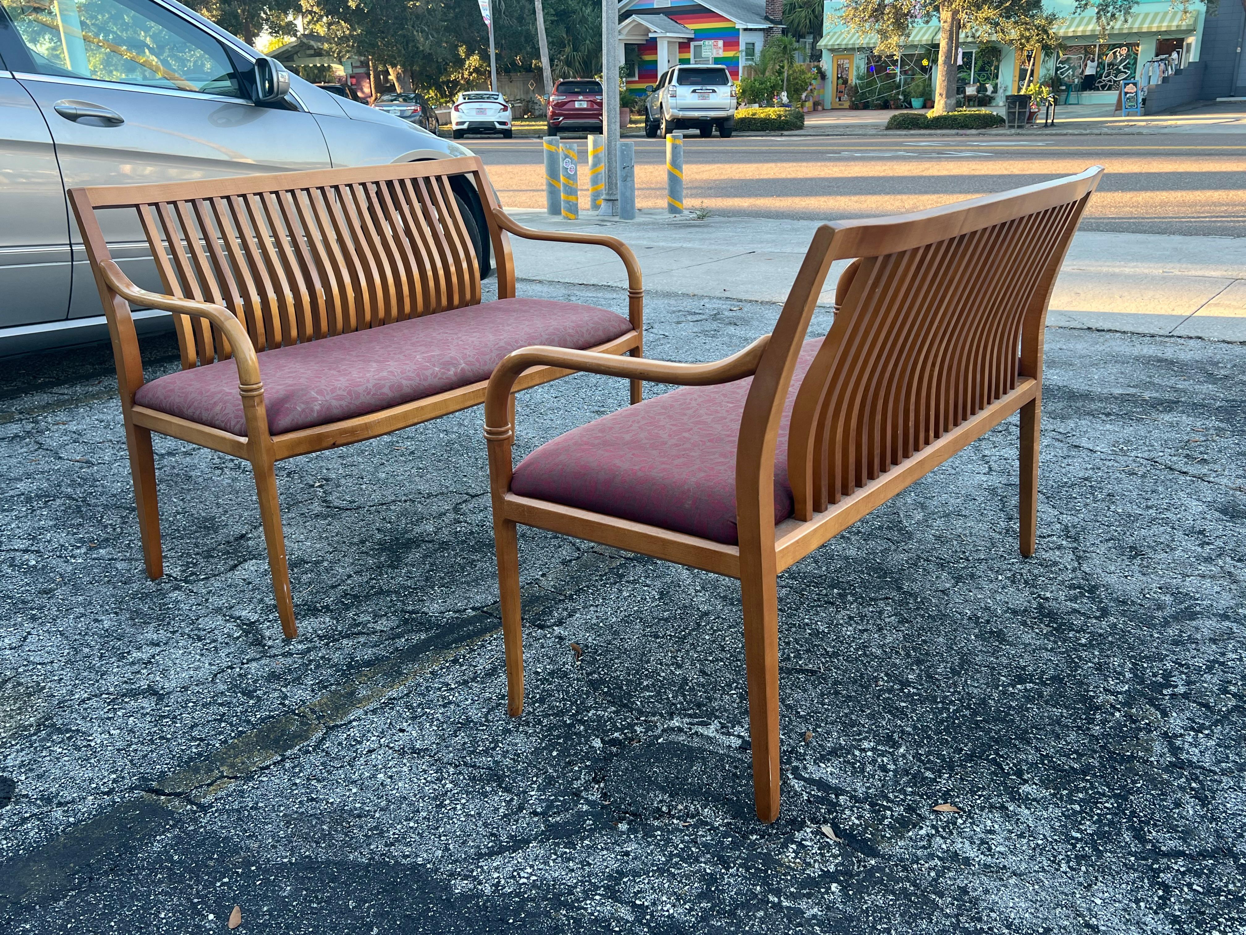 American A Pair Of Custom Maple Benches By Paoli ca' 1980's For Sale