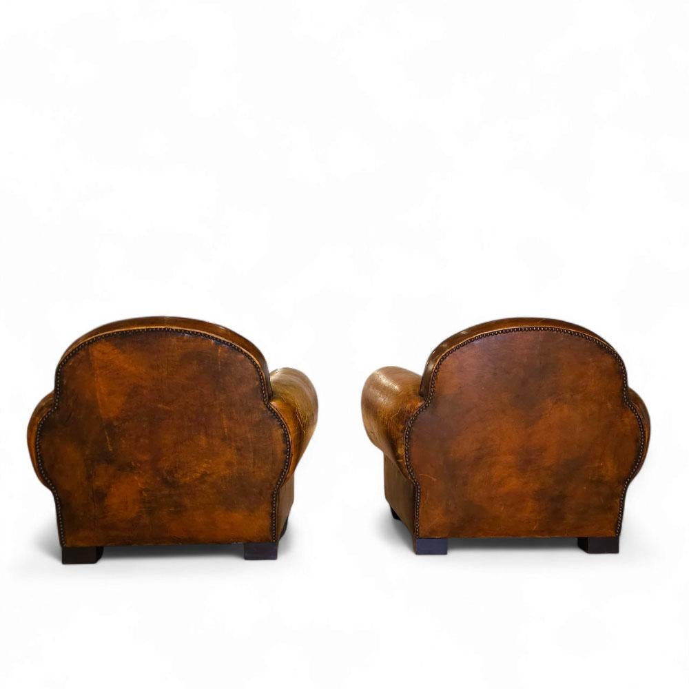 Art Deco A Pair of Custom Normandy Club Chairs Attributed to Jean de Merry, 20th C. For Sale