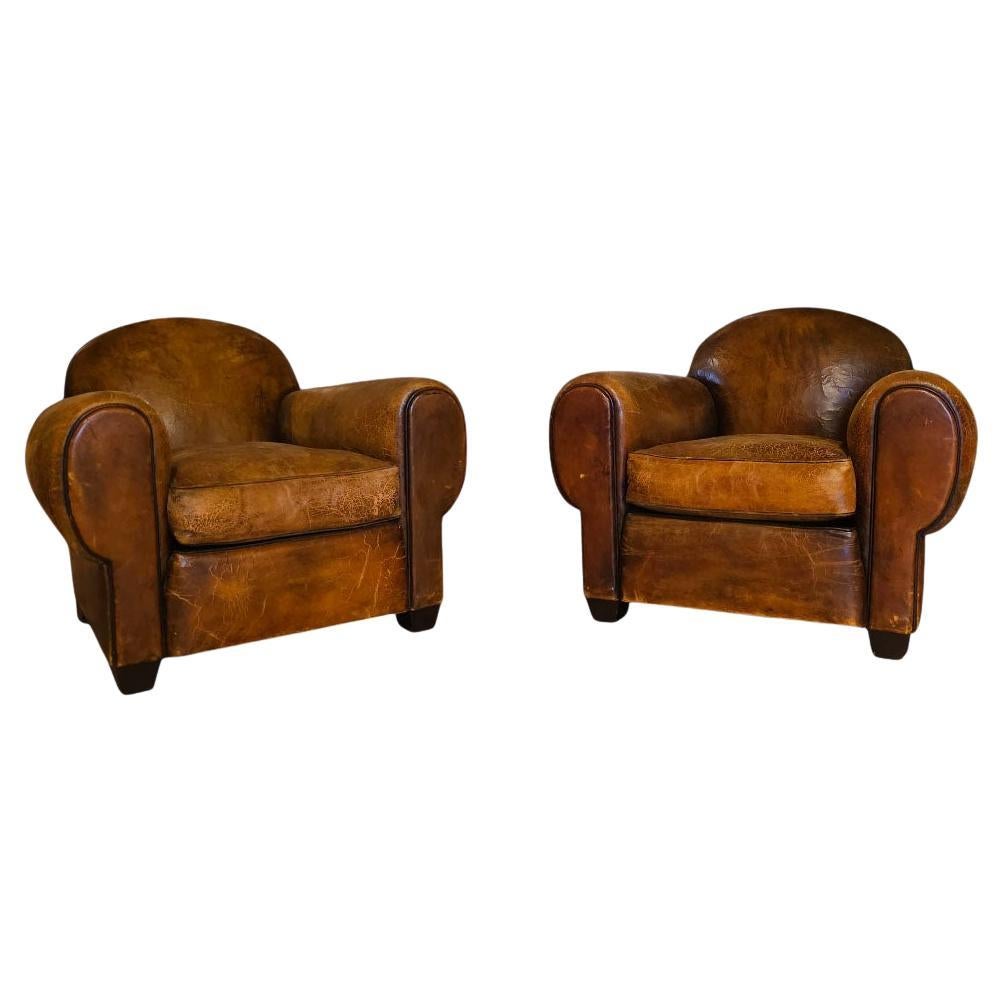A Pair of Custom Normandy Club Chairs Attributed to Jean de Merry, 20th C. For Sale