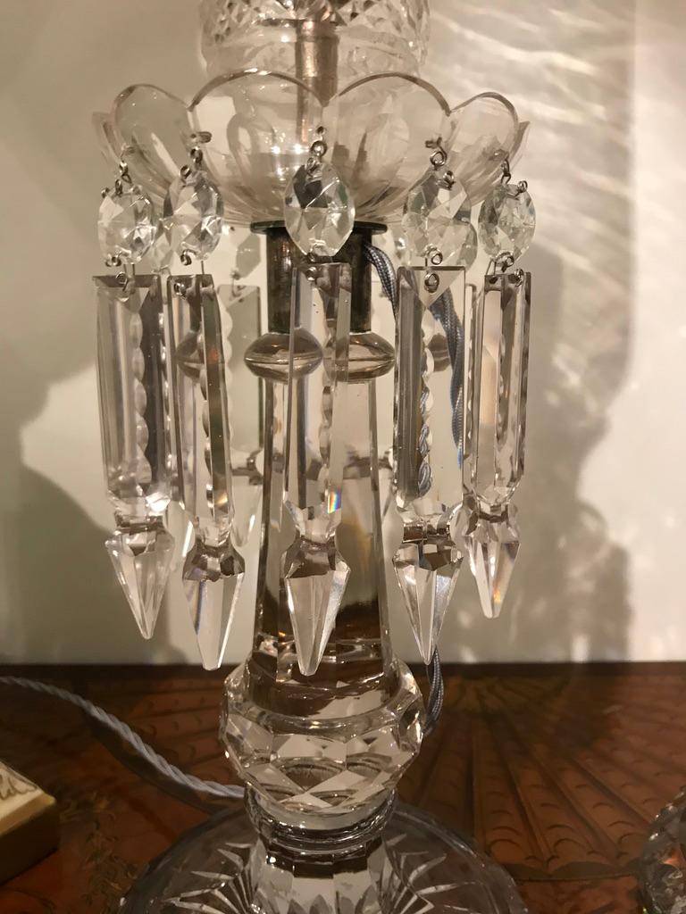 Pair of Cut Glass Lustres In Good Condition For Sale In Southall, GB