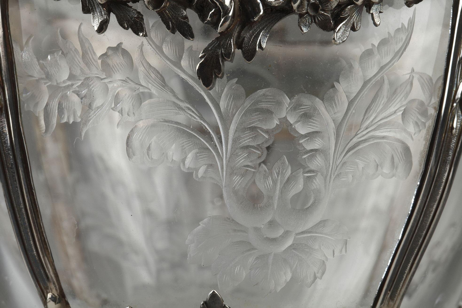 Paar Dekanter aus geschliffenem Glas mit Silbermontierung, 19. Jahrhundert, Edmond Tétard im Angebot 2