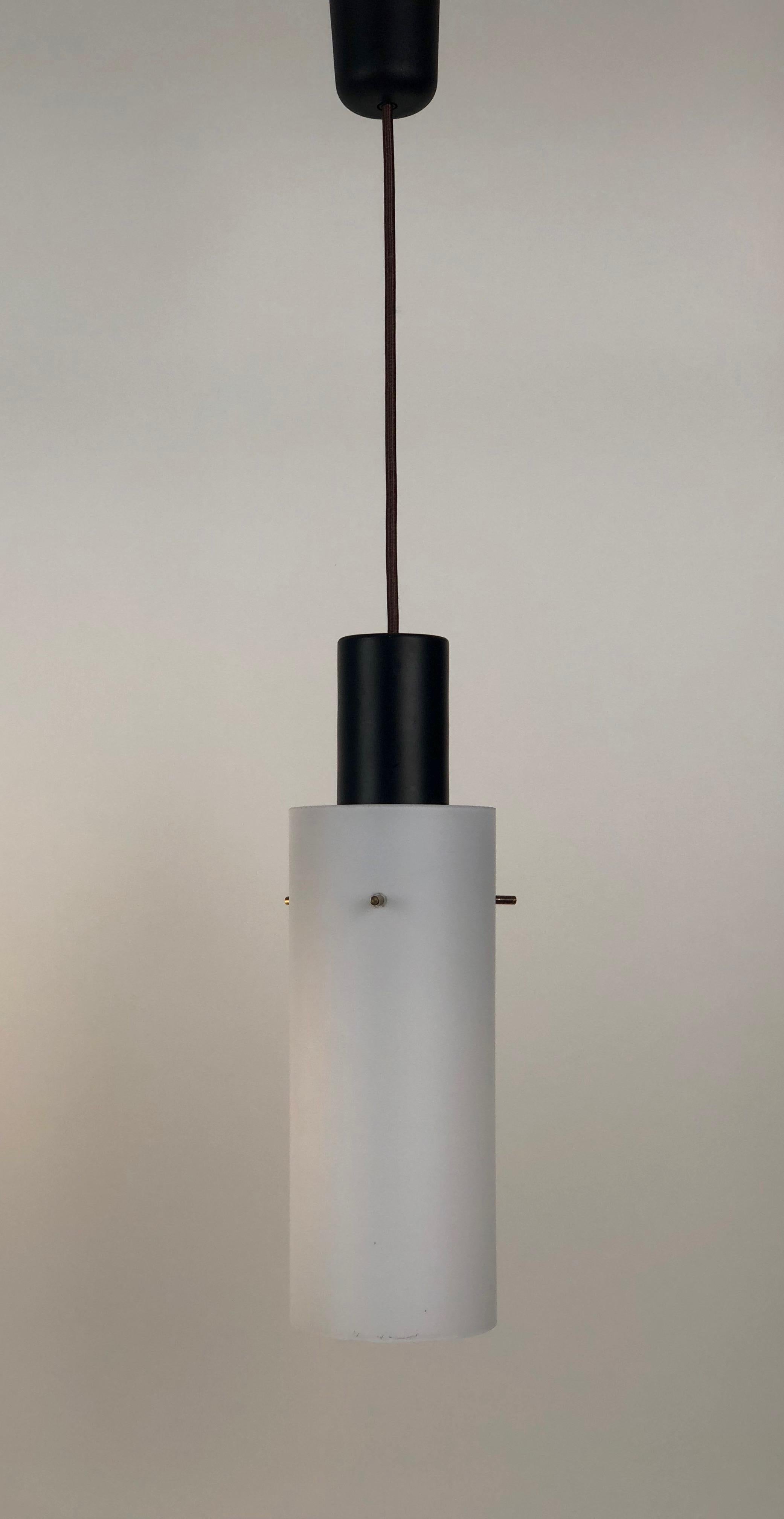 Mid-Century Modern Pair of Cylindrical Hanging Pendant Lights from West, Made in Austria, 1970s For Sale