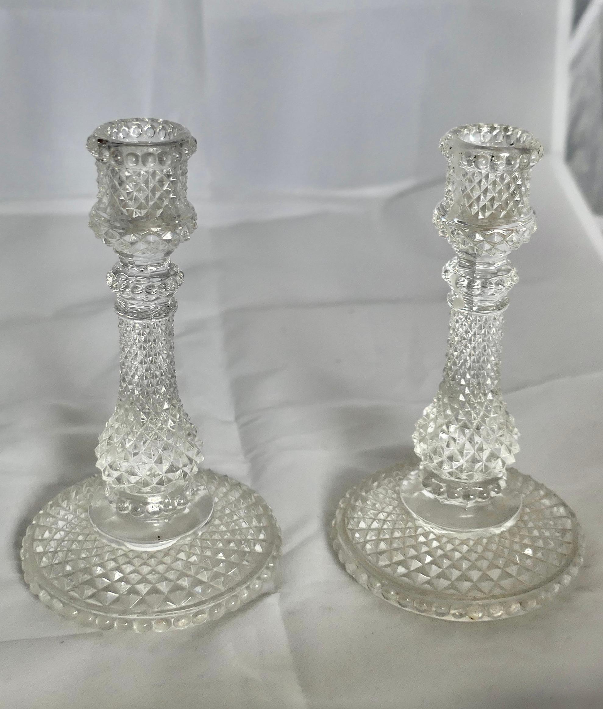 Early 20th Century A Pair of Dainty Baccarat Crystal Zenith Candlesticks  A Lovely Pair of Table Ca For Sale