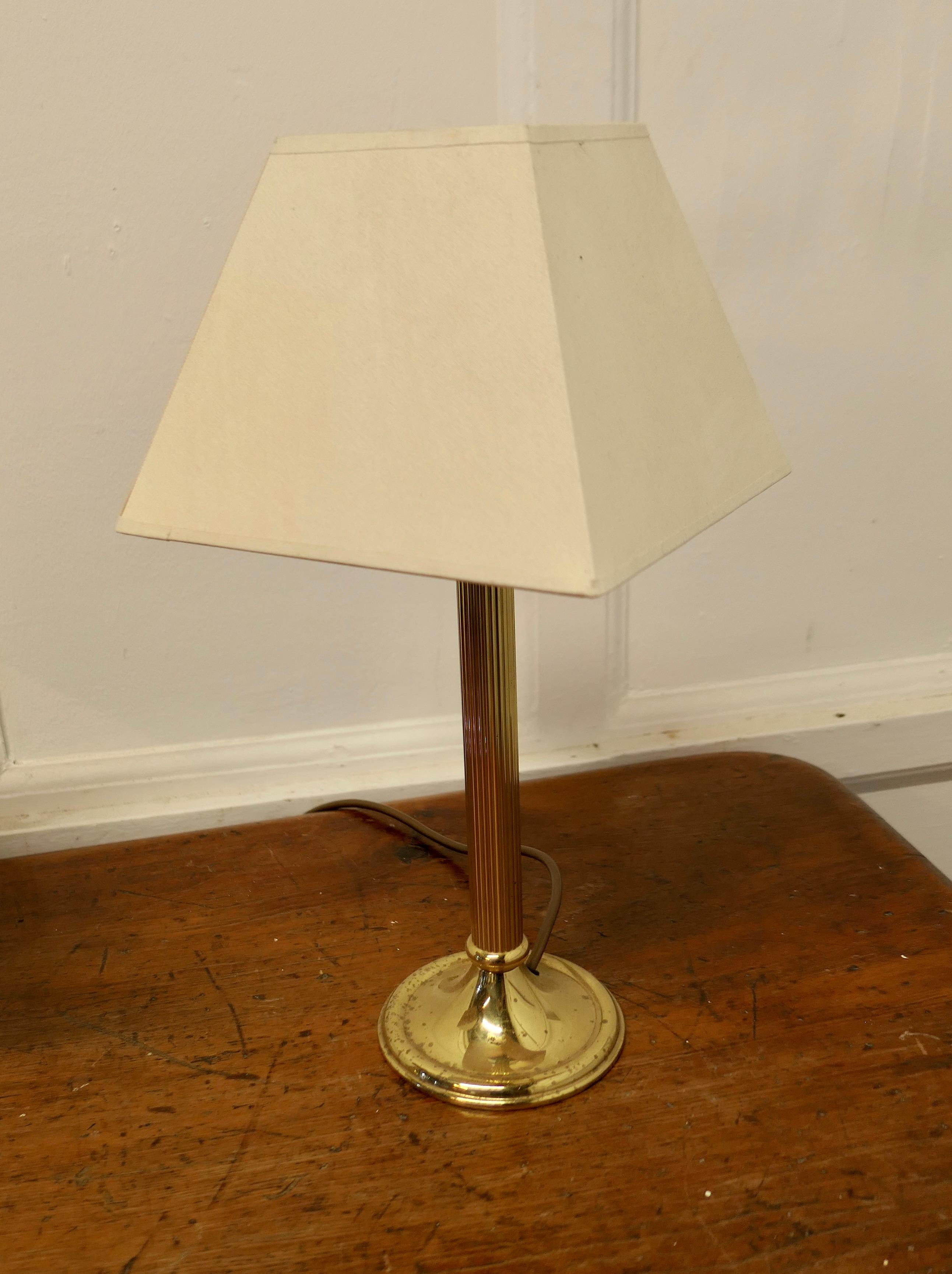 A pair of Dainty Brass Corinthian Column Bedside Lamps with Shades   2