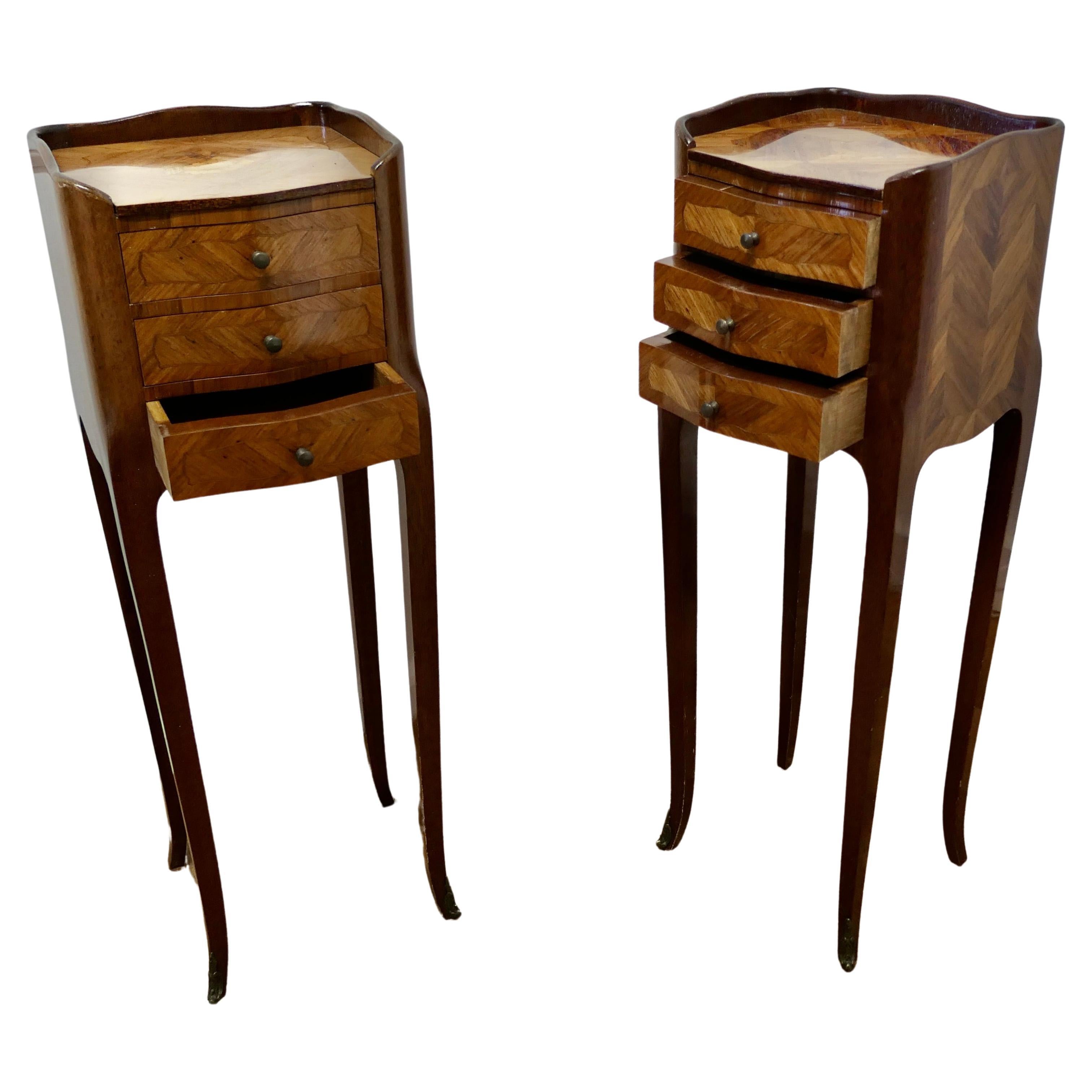 A Pair of Dainty French Four Drawer Side Cabinets    For Sale