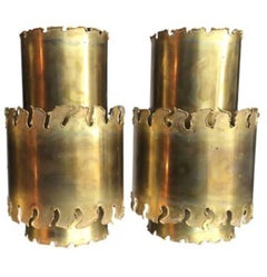 A pair of Danish 1960s, Holm Sorensen brass pendant lights