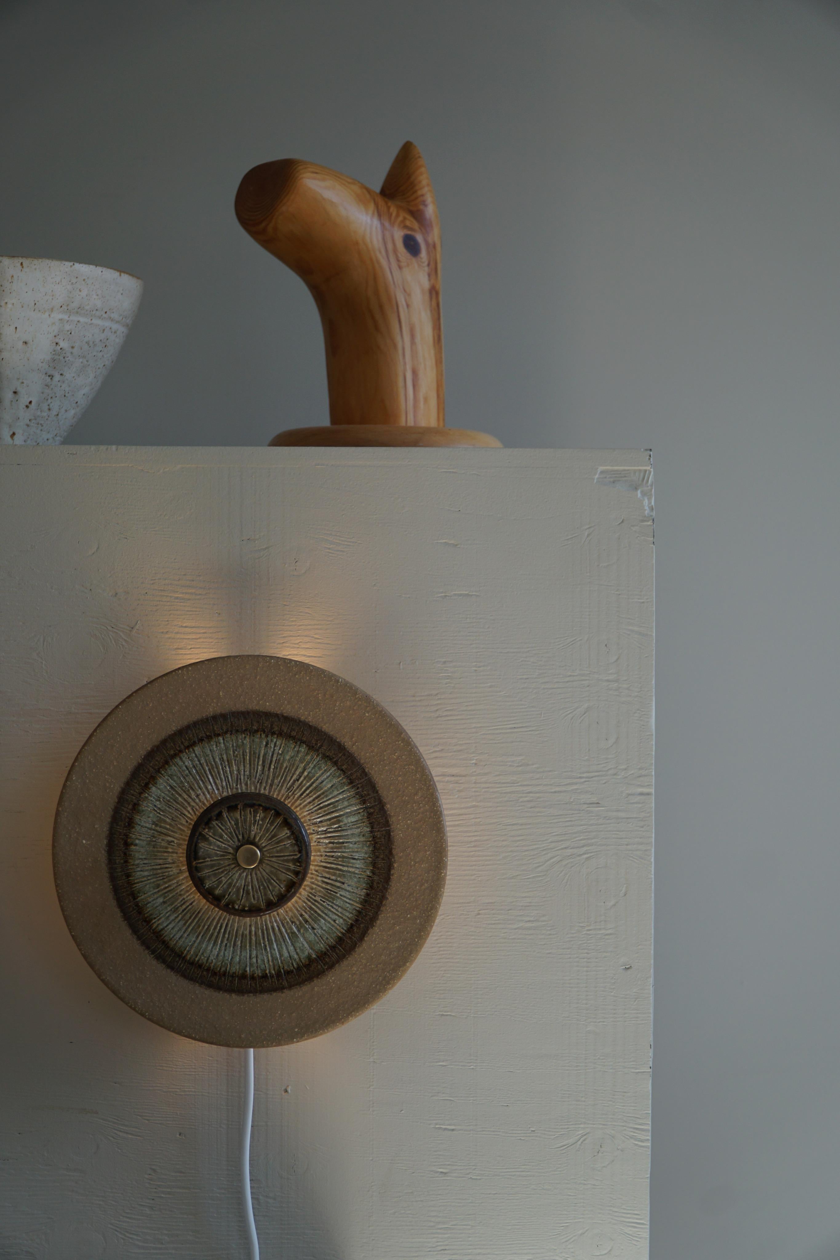 Brutalist Pair of Danish Ceramic Wall Sconce, Made by Axella, Midcentury, 1970s