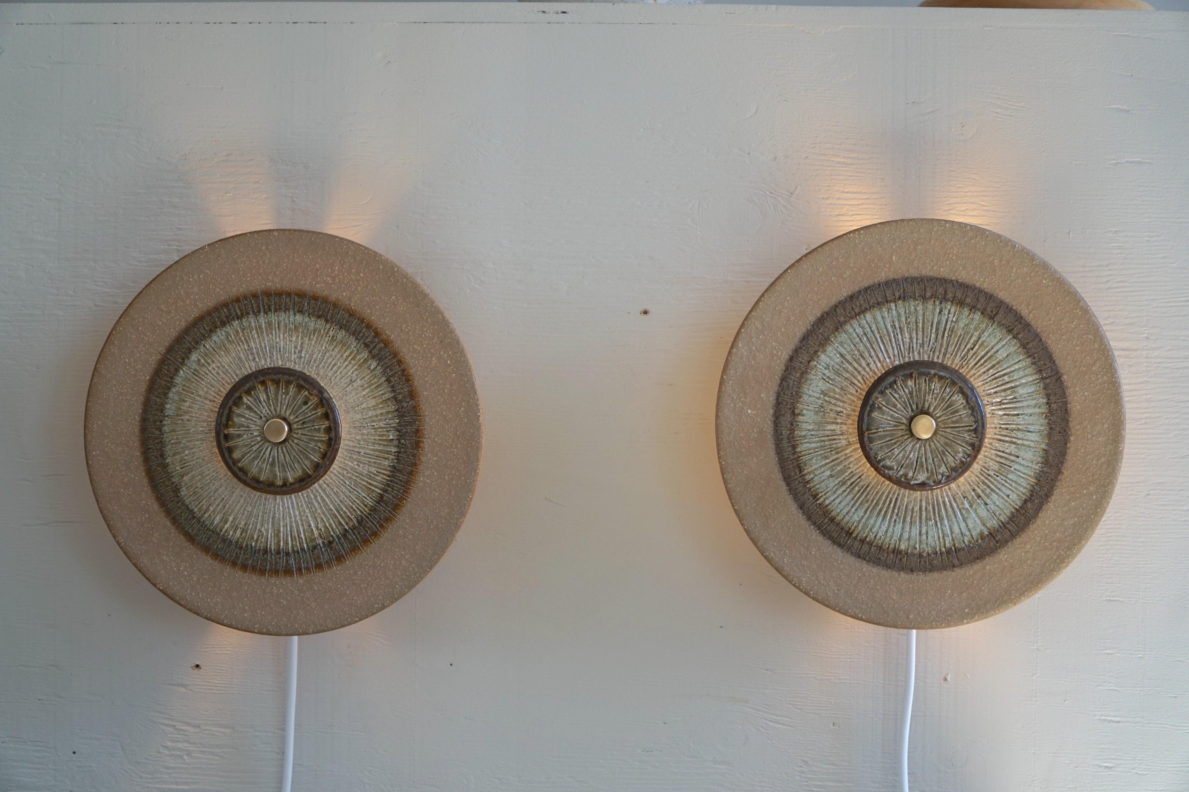 Pair of Danish Ceramic Wall Sconce, Made by Axella, Midcentury, 1970s 2