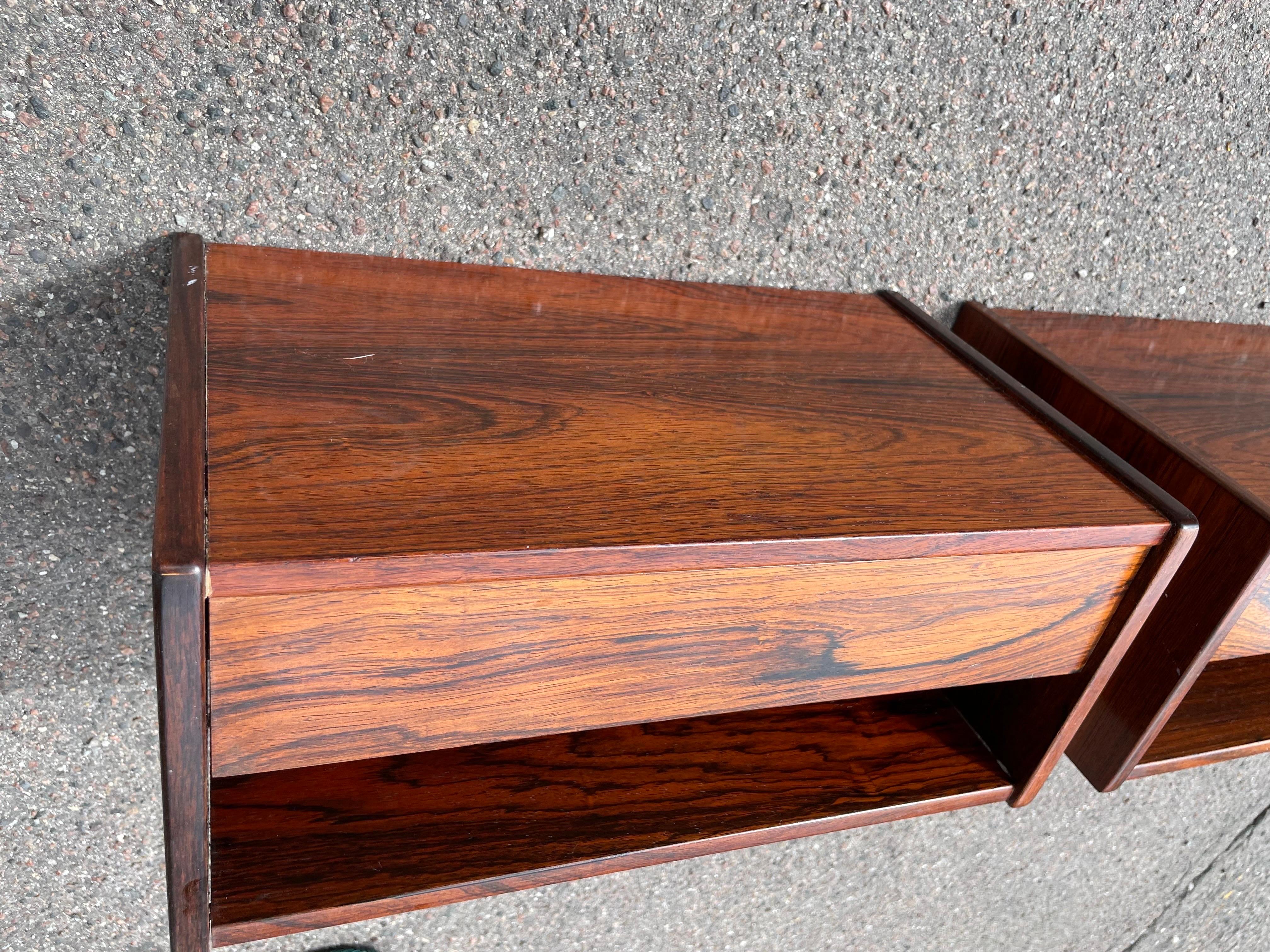 Wood A pair of Danish designed floating bedside tables from the 1960´s