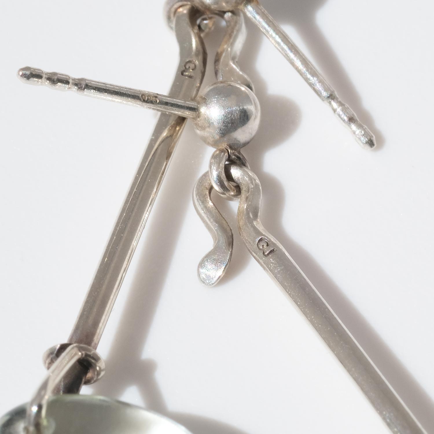 Pair of Danish Ear Rings, Design by V Torun Bulow Hube, Made by Georg Jensen 1