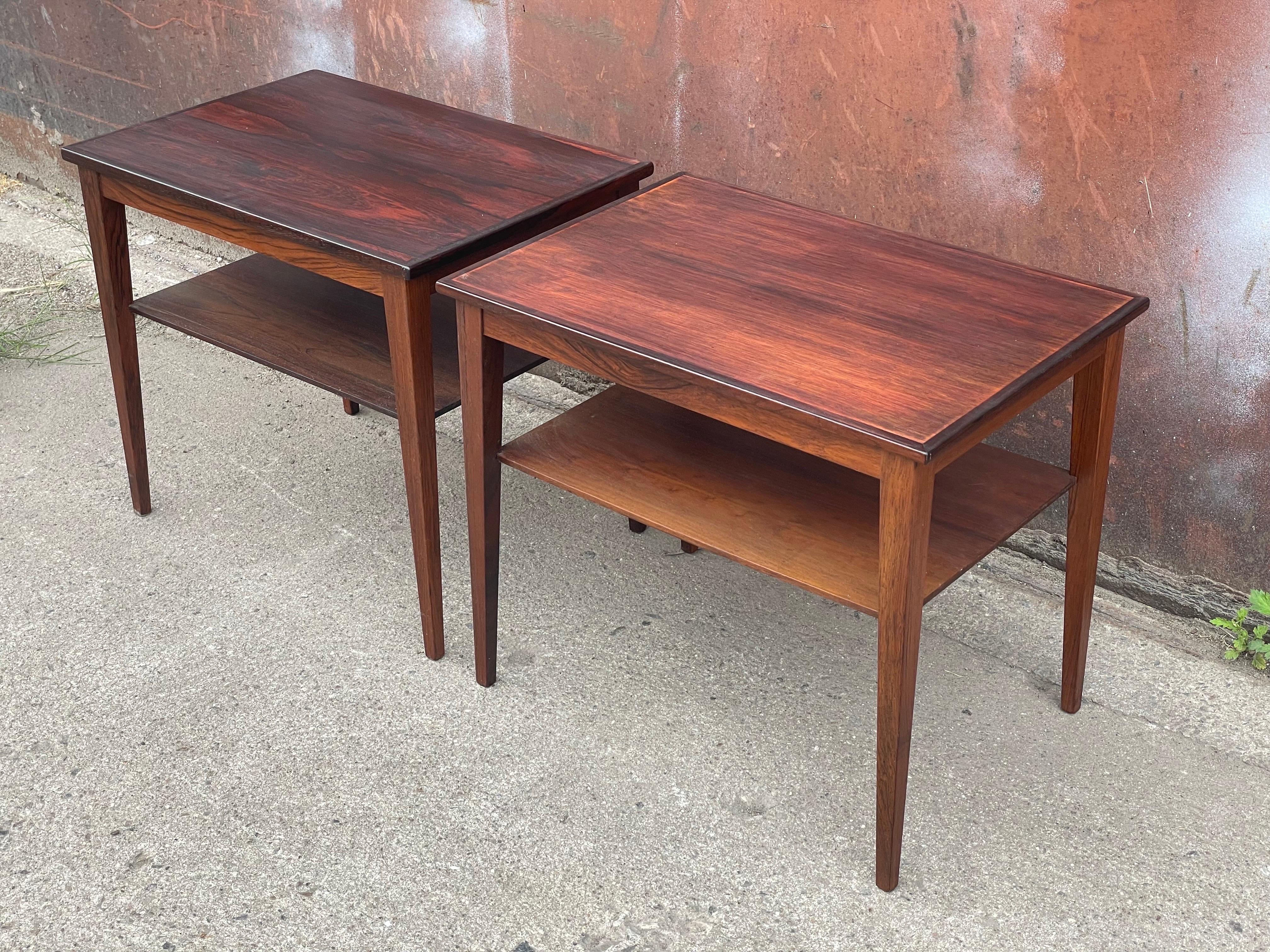 Hardwood Pair of Danish Mid-Century Modern Nightstands or Sidetables from the, 1960s For Sale