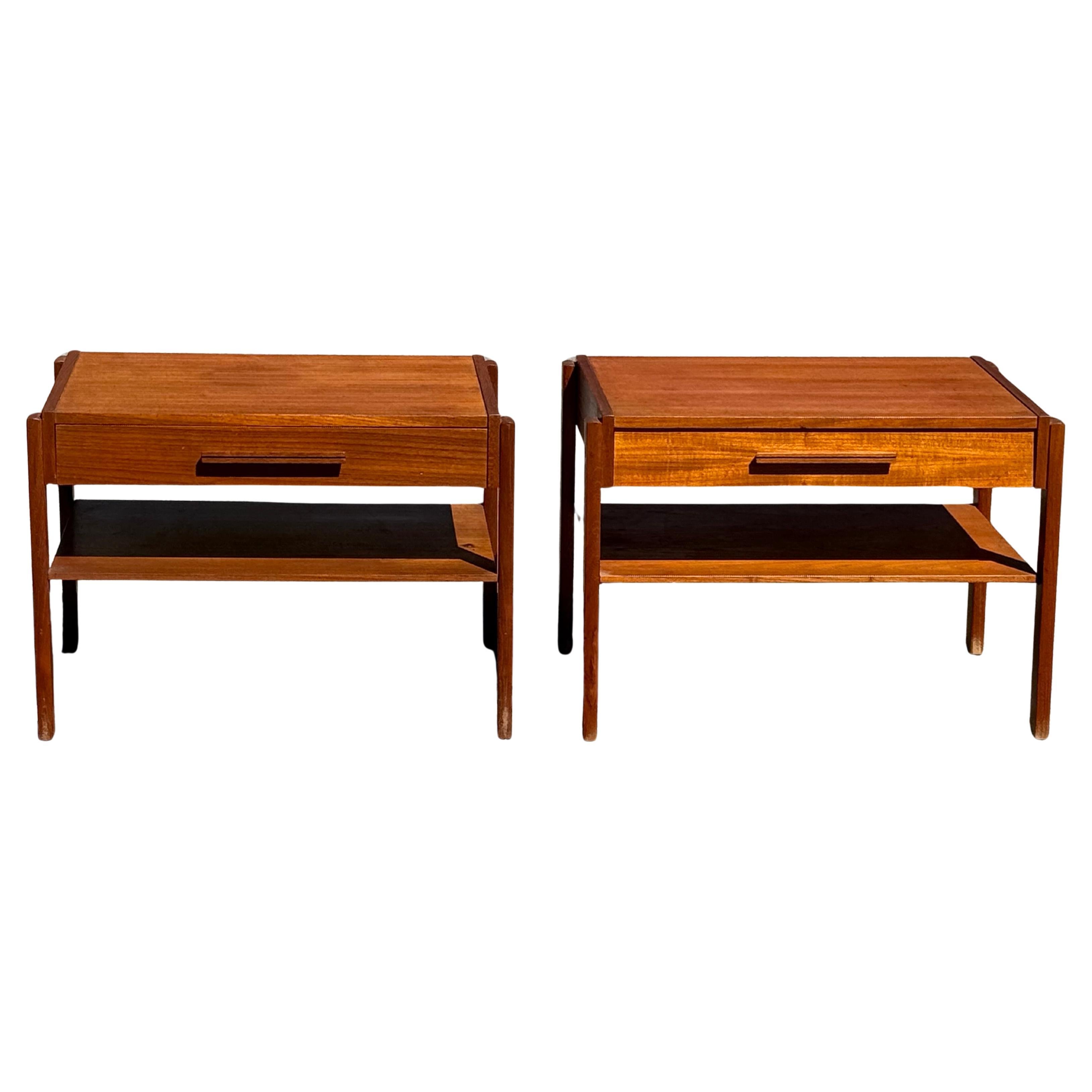 A pair of Danish mid century teak night stands