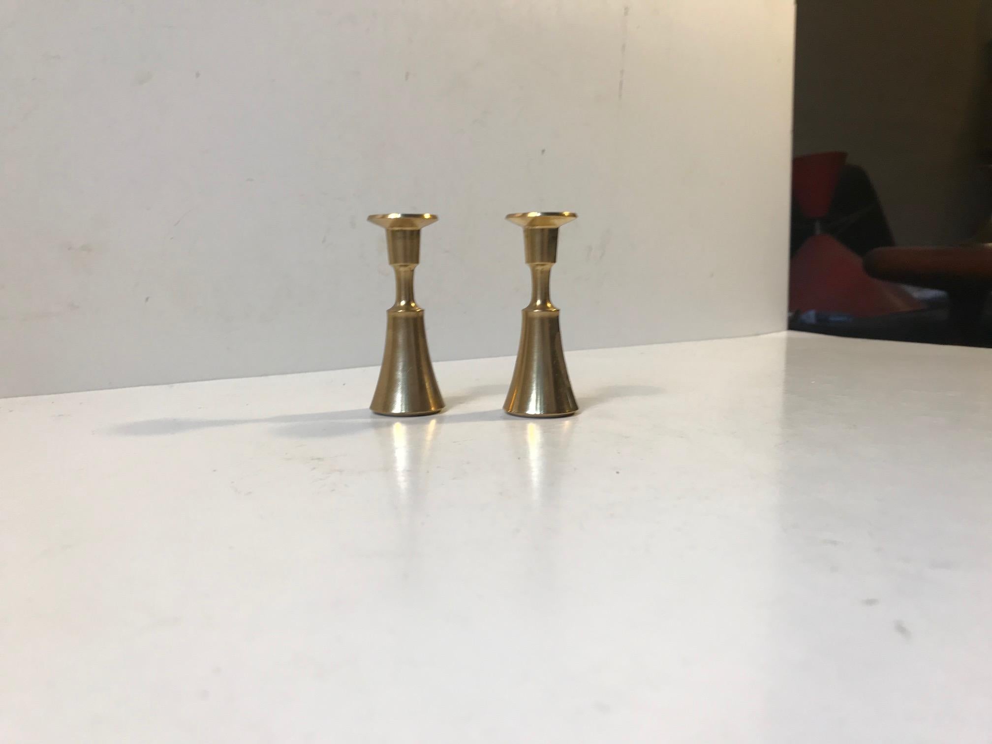 Mid-Century Modern Pair of Danish Miniature Brass Candlesticks by Jens H. Quistgaard, 1960s